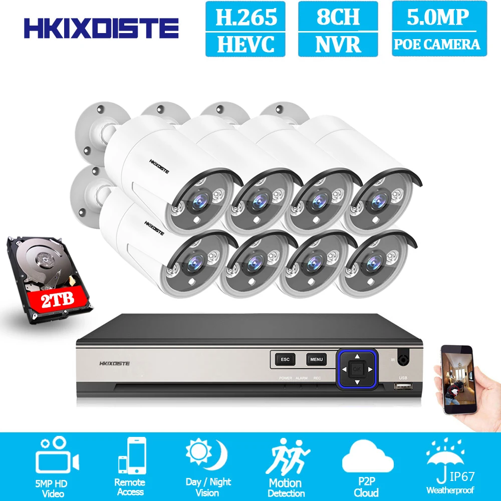 Сетевой видеорегистратор POE NVR 8 каналов Full HD 5 Мп с поддержкой 16 * IP камер система