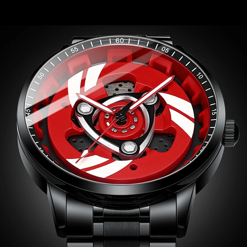 Creative 3D Spinning Motorcycle Engine Clutch Men'’s Watch Hiphop Car Wheel Rim Hub Waterproof Luminous Quartz for Men | Наручные