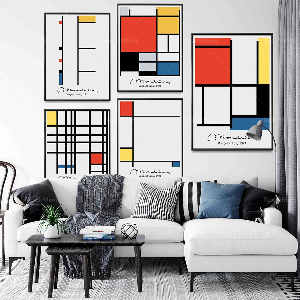 Mondrian Poster Mondrian Stampato Piet Mondrian Mostra Poster Astratto Moderno Minimale Arte Museo Stampato Mostra Museo Pr