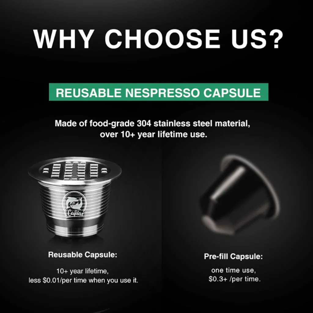 Многоразовая капсула для кофе Pod Nespresso Многоразовые Экологичные для кофе капсулы из нержавеющей стали фильтры для кофе и тамперов оптом