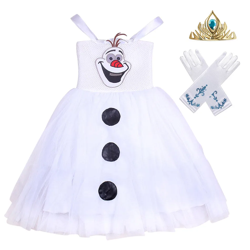 Olaf Dress A Снежная королева 2 Принцесса Эльза и Анна вечерние платья с аксессуарами для маленьких девочек Хэллоуин Косплей Дети Эльза волшебный костюм - Цвет: Olaf Dress A