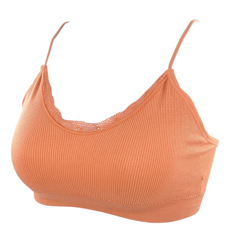Sports Yoga Bra Lace Stitching Threaded Tube Top One-Piece Solid Color Fixed Shoulder Strap Sports Fitness Tube Top
