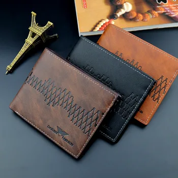 

NEW Men's Short Wallet Casual Purse Designer Luxury PU Mini Wallet Men's Youth Thin Tri-fold Cross Section Soft Purse TQ75
