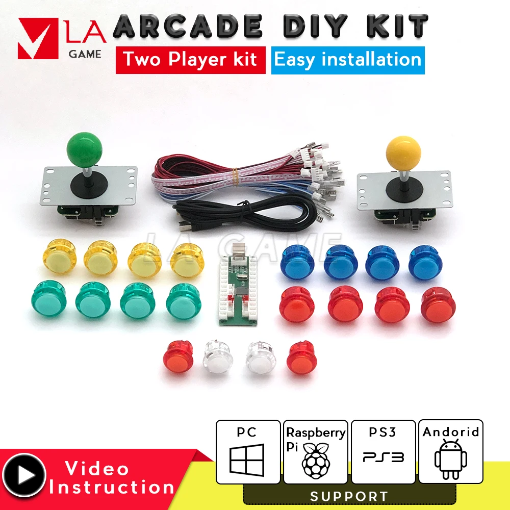 

diy kit 2 player zero delay usb encoder to PC Rasberry PI joystick usb copy sanwa button arcade console retro arcade machine