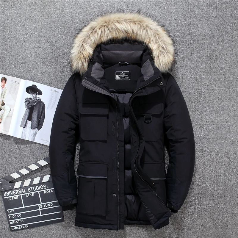 New Arrival Russia Winter Jackets For Men Fur Collar Medium Long Coat Thick  Men's Down Jacket Windproof Doudoune Hiver Homme - Down Coats - AliExpress