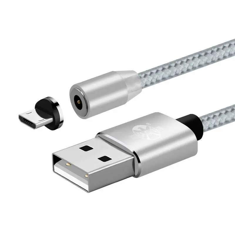 2.4A плетеный 3 в 1 быстрое магнитное зарядное устройство IOS usb type C Micro usb зарядный кабель 1-3M для iPhone LG Sumsung Лот - Цвет: Silver Micro Cable