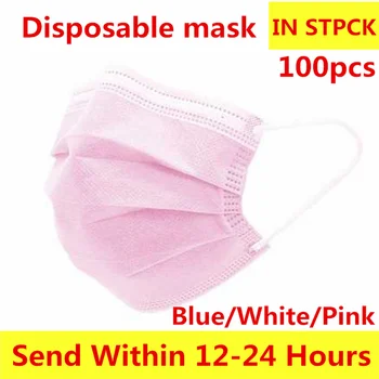 

In Stock 100pcs/lot FaceMask Disposable Three-layer Nonwove Mask Anti Dust Mouth Mask Windproof Face Masks Mascarilla Mondkapjes