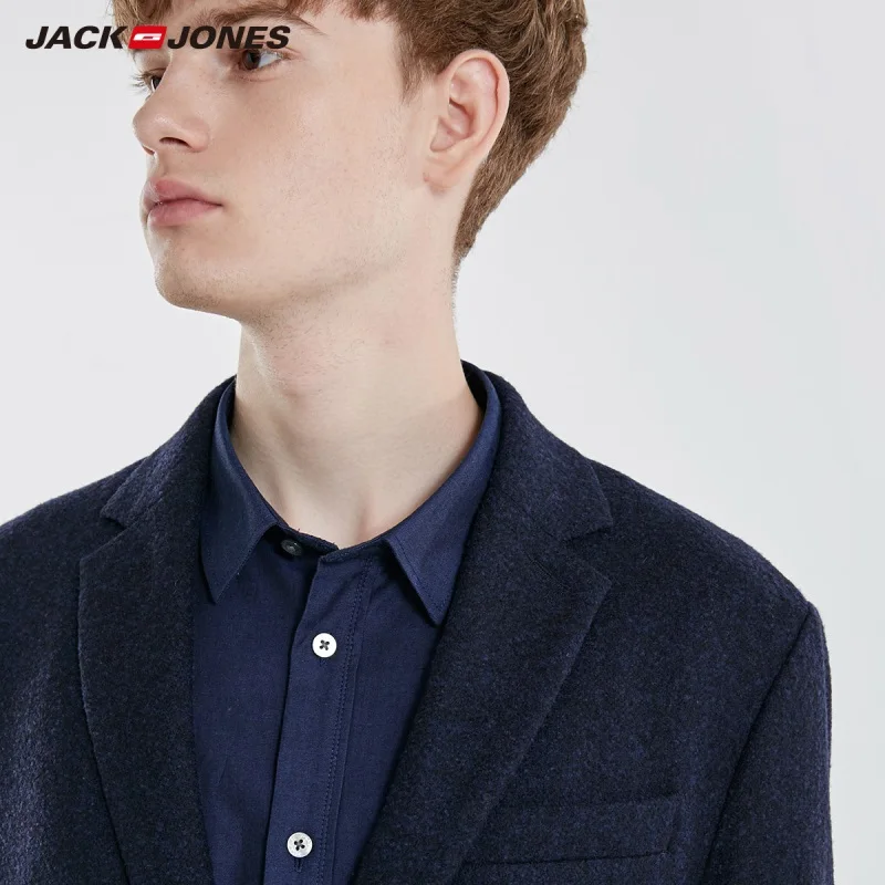 JackJones мужской шерстяной Блейзер деловой Повседневный приталенный пиджак Мужская одежда 219108504