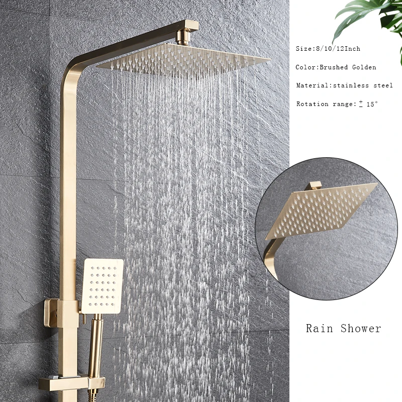 Bathroom Shower Faucet Set 304 Stainless Steel Shower Faucet Set Rain Shower Faucet Head Bathtub Hot And Cold waer mixer Crane Roatbel Spout