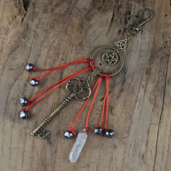 

Witches Bells Keychain Pagan Energy Quartz Decor Magic Home Protection Good Luck Banish Evil Witch Gothic Jewelry