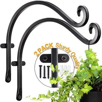 

2Pcs Nordic Wall-mounted Plant Flower Pot Holder Outdoor Balcony Hanging Stand Hook Wrought Iron Bracket Garden Decoration