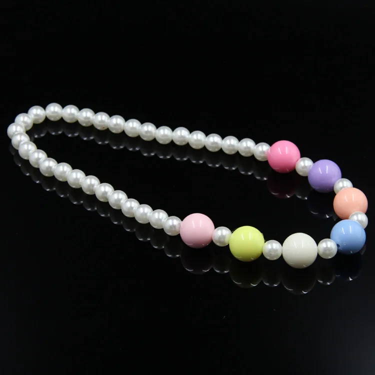 Жемчужное ожерелье цветное ожерелье из бисера милое ожерелье детский косплей аксессуар розовый Девушка Вечерние разноцветные ювелирные изделия - Окраска металла: J