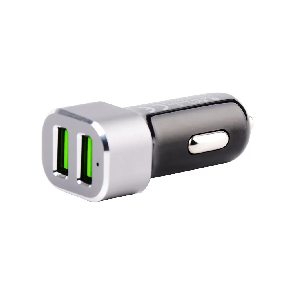 Автомобильное зарядное устройство из алюминиевого сплава, двойной USB 3.1A, автомобильное зарядное устройство, металлическое автомобильное зарядное устройство
