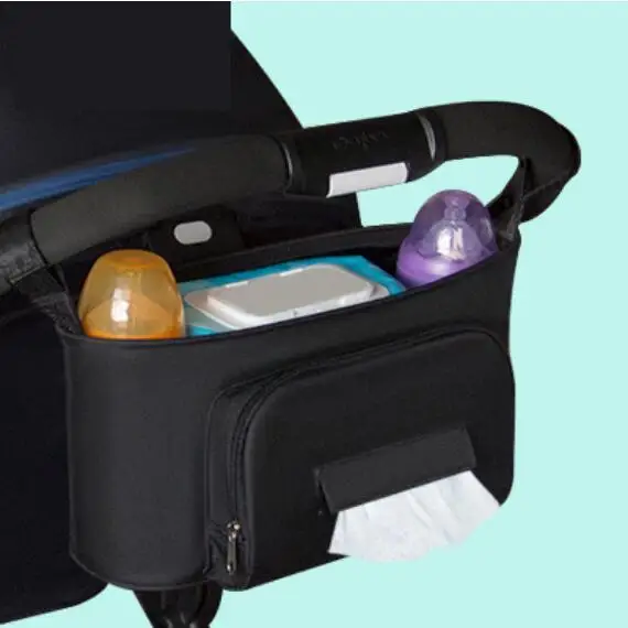 No cover black Grey Large Capacity Baby Stroller Bag Storage Organizer Mom Travel Hanging Carriage Pram Mummy Diaper Bags Stroller Accessories - Цвет: No cover black