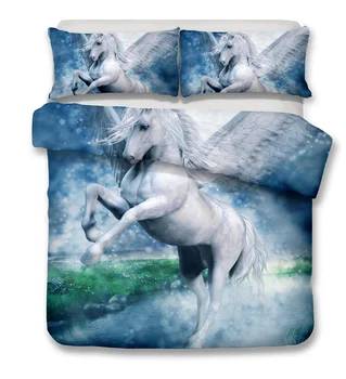 

Drop Shipping 3D Digital Printing Animals Pegasus Bedding Set 100% Microfiber AU Queen king size