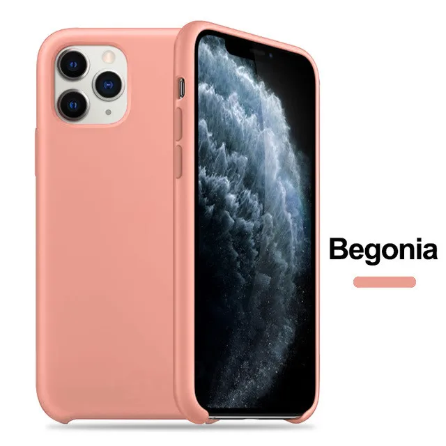 Begonia Официальный силиконовый чехол для iphone Xs max XR X 7 8 6 6S Plus XS X роскошный чехол с логотипом для iphone 11 Pro Max задняя крышка - Цвет: Begonia