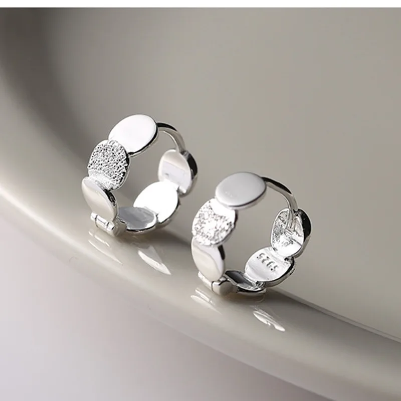 New Trendy 925 Sterling Silver Matte Round Hoop Earrings For Women Accessories Minimalist Small Hoops Earings Woman's Jewelry |