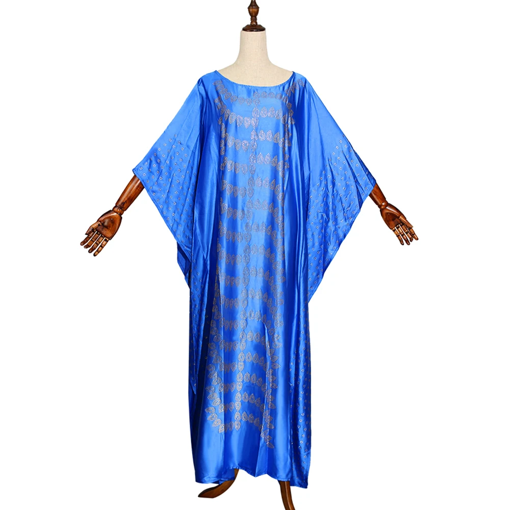 Южно-Африканский головной убор Платья Для Женщин Дашики халат африканская женская одежда Высокое качество Анкара плюс bubu платье распродажа - Цвет: Синий