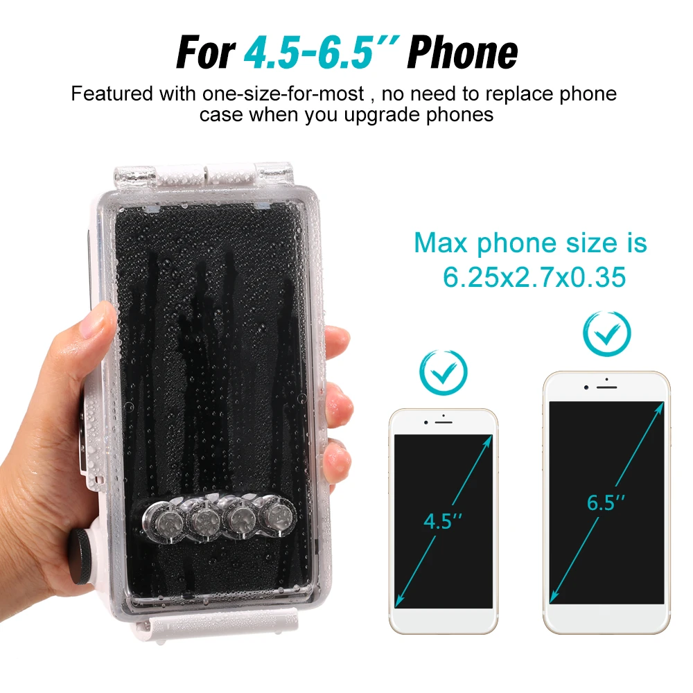 

40M Diving Waterproof Phone Case Airtight Underwater Snorkeling Swimming Photo Video Protective Case Phone Pouch 6.5IN