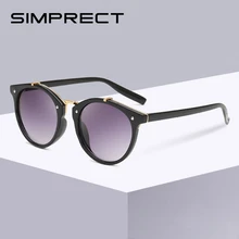 SIMPRECT, Ретро стиль, кошачий глаз, солнцезащитные очки для женщин,, Круглые, зеркальные, UV400, солнцезащитные очки, брендовые, дизайнерские, модные, Lunette De Soleil Femme