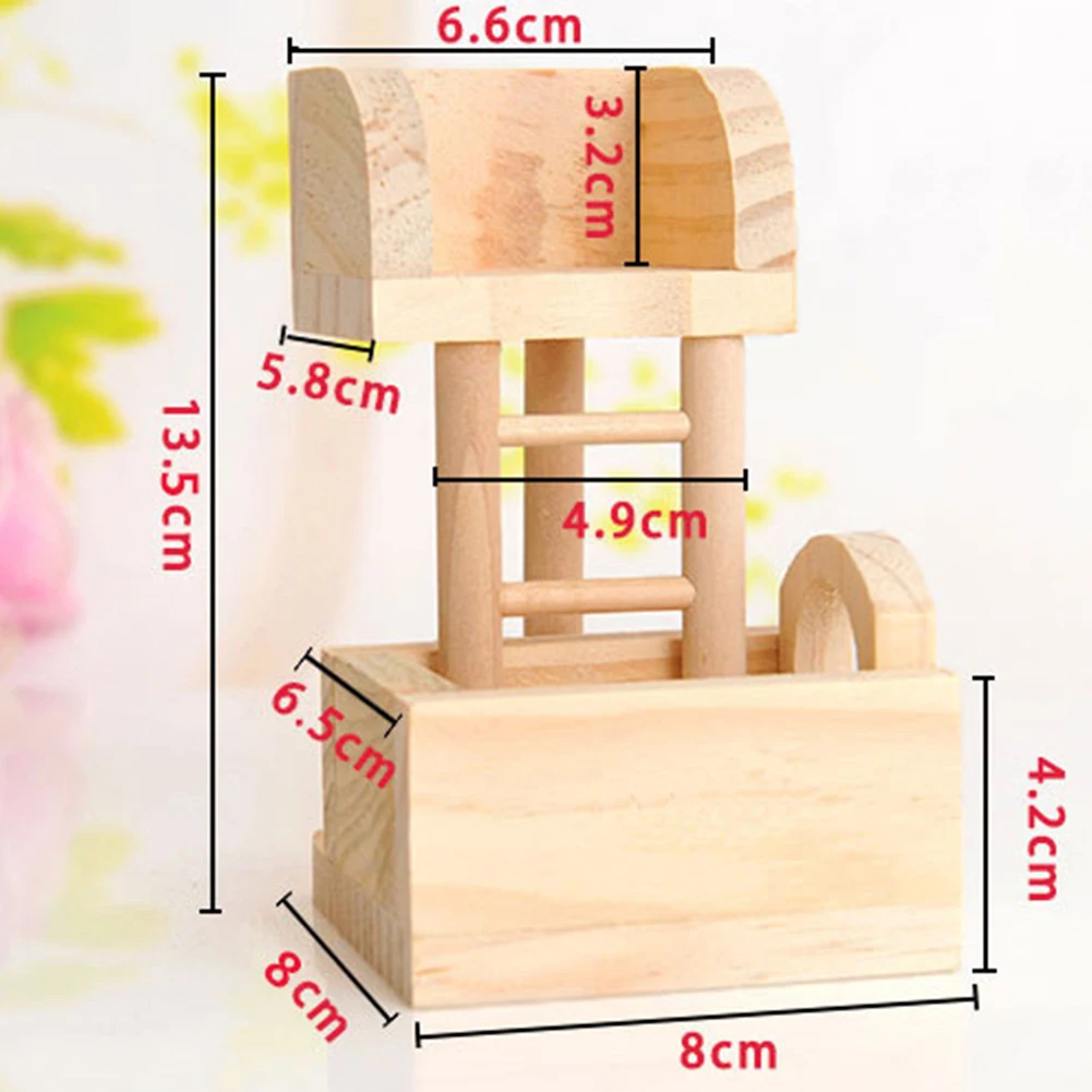 

2 In 1 Hamster Toy Wooden Cage Bed Playing Squirrel Climbing Nest Small Pet Gift Sleeping With Ladder Accessories