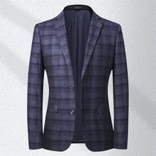 Manteau de Blazer en laine pour hommes, coupe cintrée, costume col en v, mode, robe coréenne chaude, nouveau, 2021 