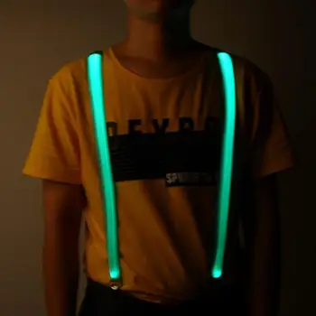 

Button Battery LED LIGHT SHINE night suspender with 3 snaps jacquard elastic braces glowing illuminated suspenders