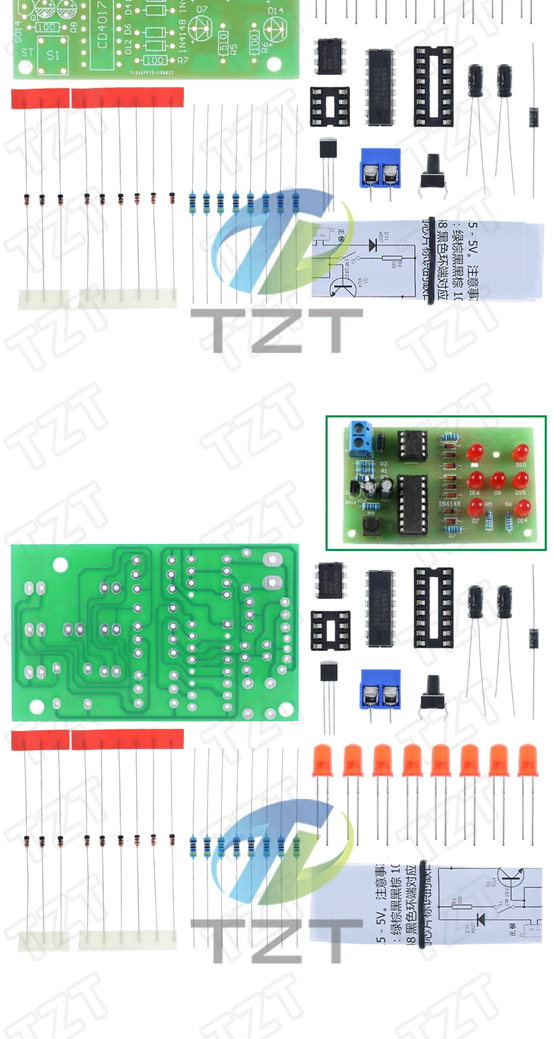 1/3PCS TZT Elektronischer Würfel NE555 LED-Modul CD4017 DIY-Kit 5mm Rote LED 4,5-5V ICSK057A Elektronisches Modul Spaßiges DIY-Kit – Detail 5
