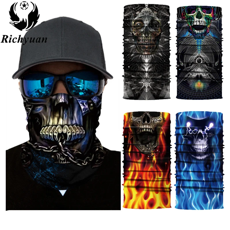 

3D Seamless Balaclava Magic Scarf Neck Face Mask Ghost Skull Skeleton Head Bandana Shield Headband Headwear Bandanas Men Bicycle