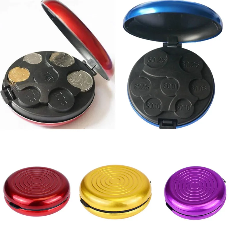 Aluminium Euro Coin Case Dispenser Holder Purse Wallet Hold Coins