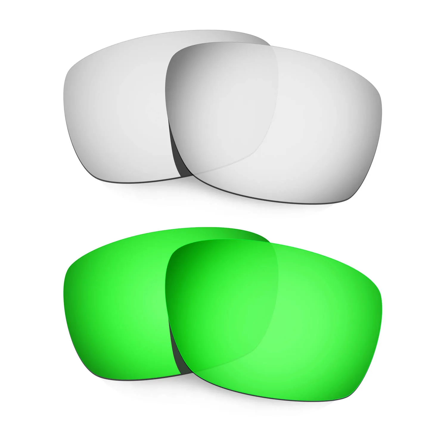 

HKUCO Polarized Replacement Lenses For Tinfoil Carbon Sunglasses Silver/Green 2 Pairs