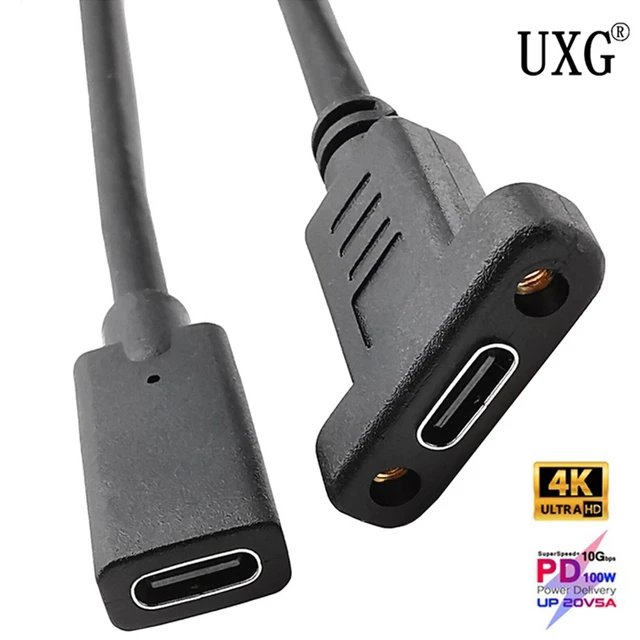 Panel Mount USB-C Buchse auf USB-C Stecker Kabel mit Schraube