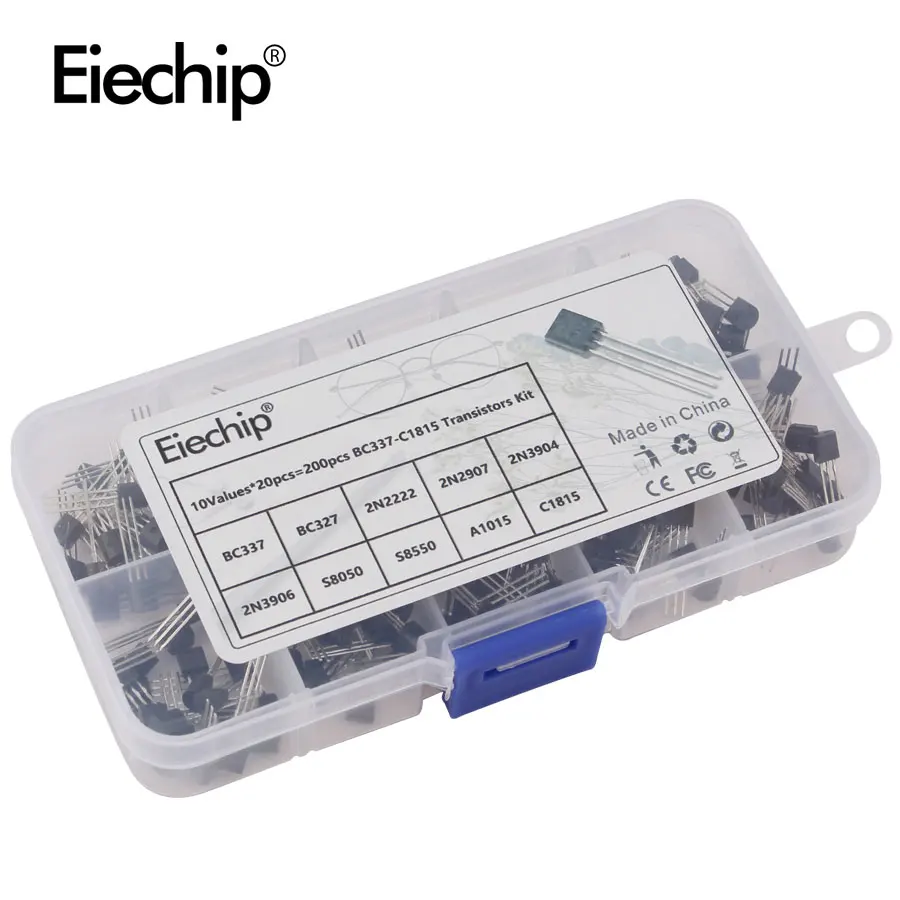 200PCS Transistor BC327 BC337 2N2222 2N2907 2N3904 2N3906 S8050 S8550 A1015 C1815 10 Values Transistors kit TO-92 New Original