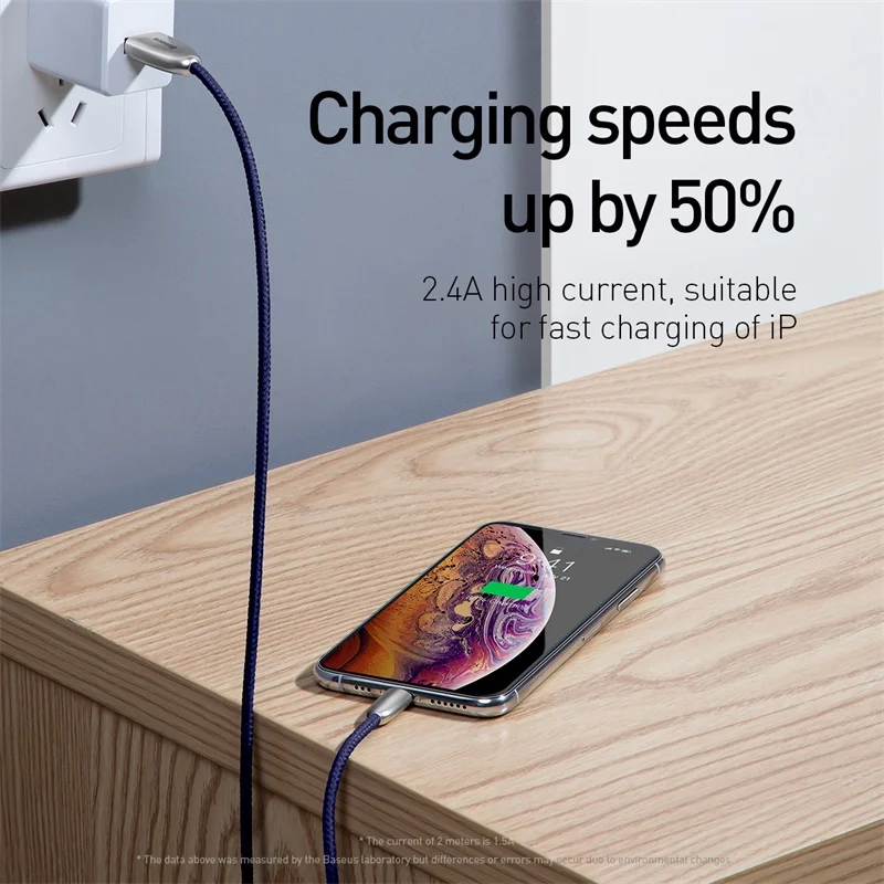 Usb-кабель Baseus для iPhone XS Max XR X 8 7 6 6S Plus 5 5s iPad из цинкового сплава кабель для быстрой зарядки и передачи данных для зарядного устройства iPhone