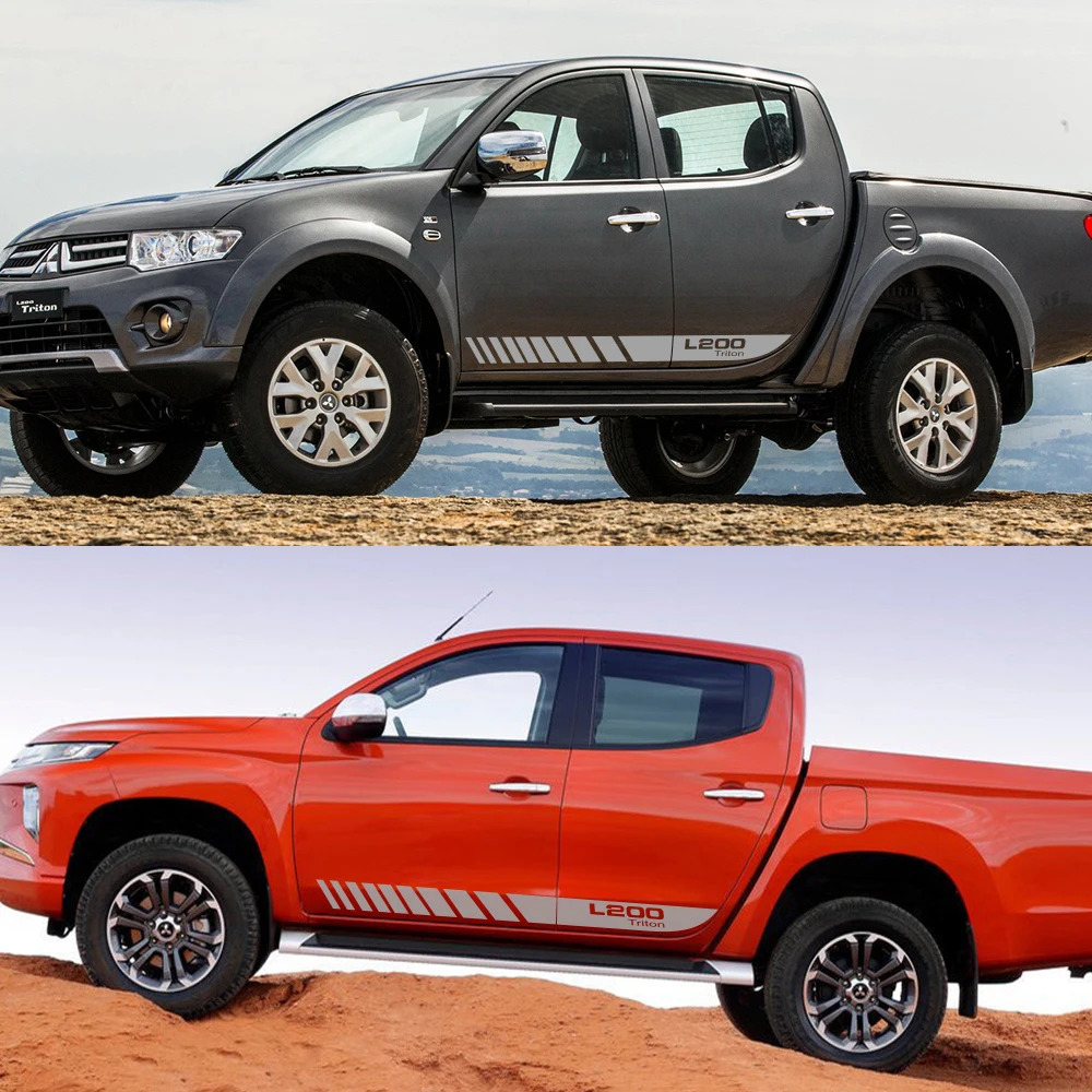 2 шт. автомобильные длинные боковые полосы наклейки для Mitsubishi L200 Triton авто Спорт DIY виниловая пленка наклейки для стайлинга автомобиля аксессуары для тюнинга