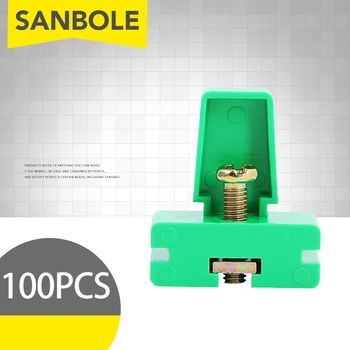 

100pcs Connector Terminal Block DIN Rail Mounted Connection Green Plastic JF5 Clip Fixed Seat 12A 660V