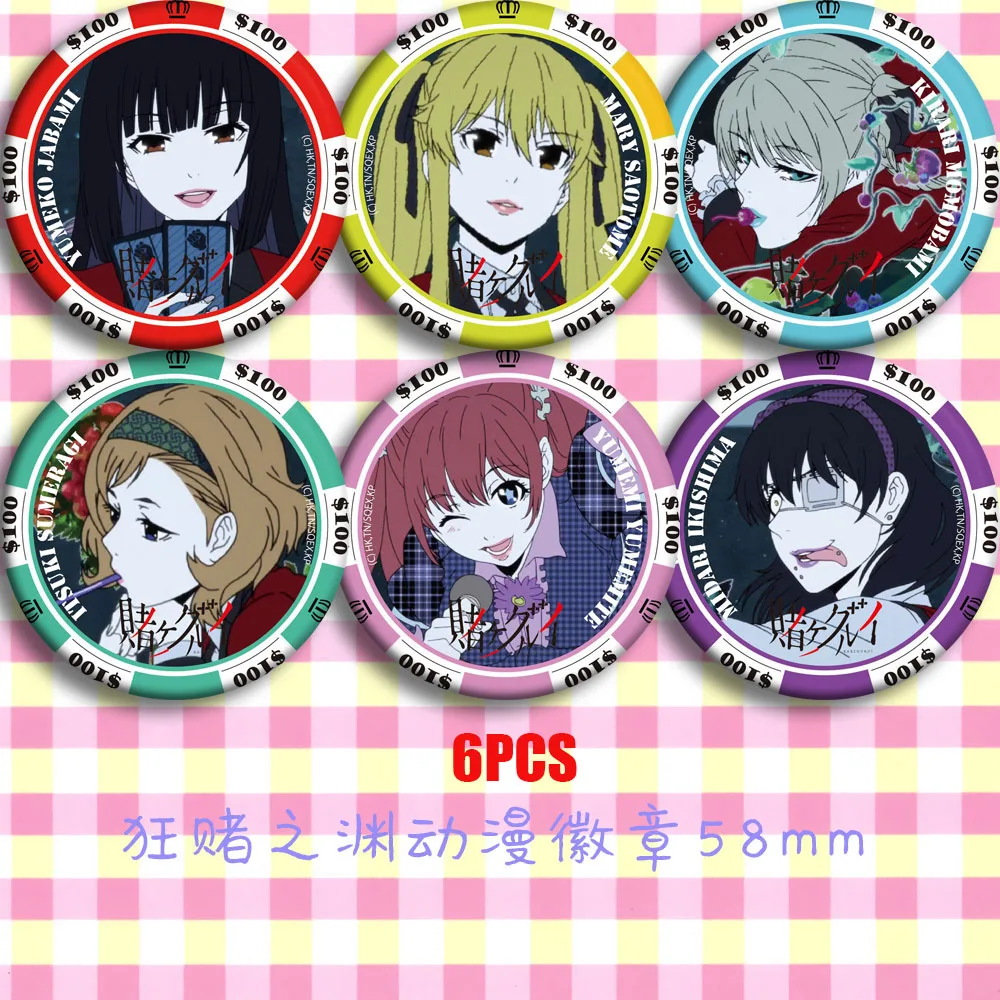 

Anime Kakegurui Compulsive Gambler Yumeko Jabami Japan Cosplay Bedge Cartoon Collect Bags Badges For Backpack Button Brooch Pin