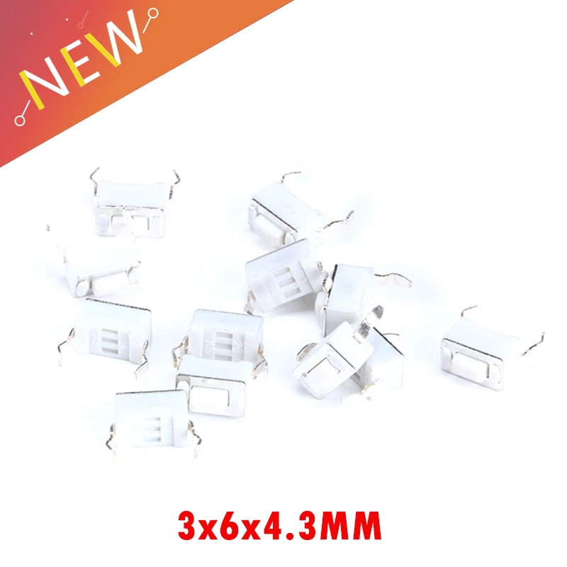 50pcs/lot 3x6x4.3MM 2PIN Tactile Tact Push Button Micro Switch G76 Self-reset High Quality | Обустройство дома