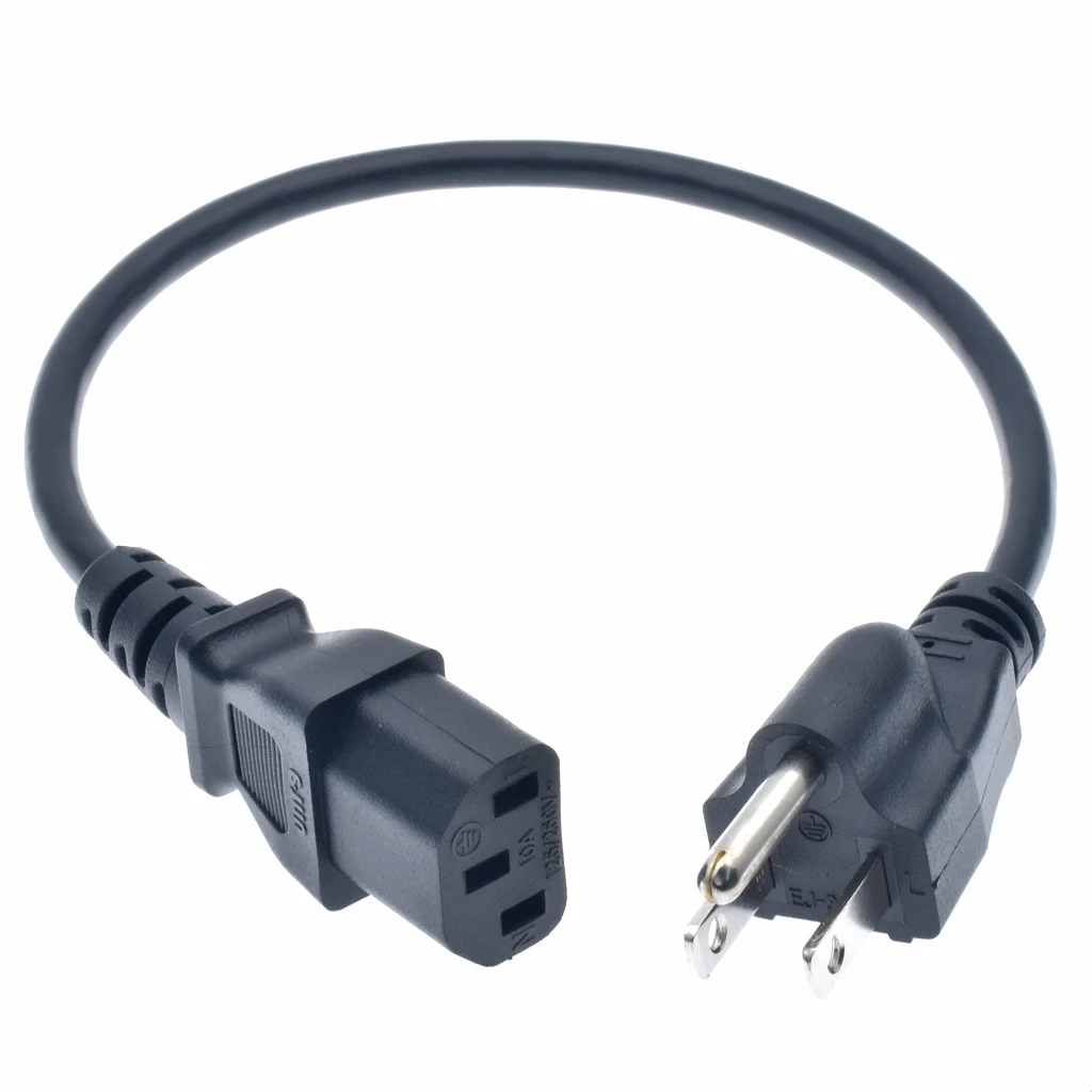 1 фут. Короткий 3-проводной шнур питания для ПК 18AWG NEMA 5-15p к кабелю IEC C13 |