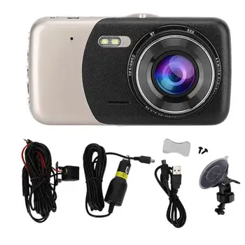 

automobiles 4in IPS Screen HD 1080P Dual Lens Car Driving Recorder Dashboard Camera Wide Angel Dash Cam car accessories
