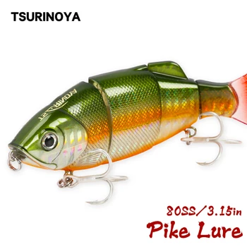 

TSURINOYA Multi-segment Fish Lure DW25 80mm 10g Slow Sinking Water Jointed Hard Bait 4 Segments Swimbait Wobblers Pike Lure