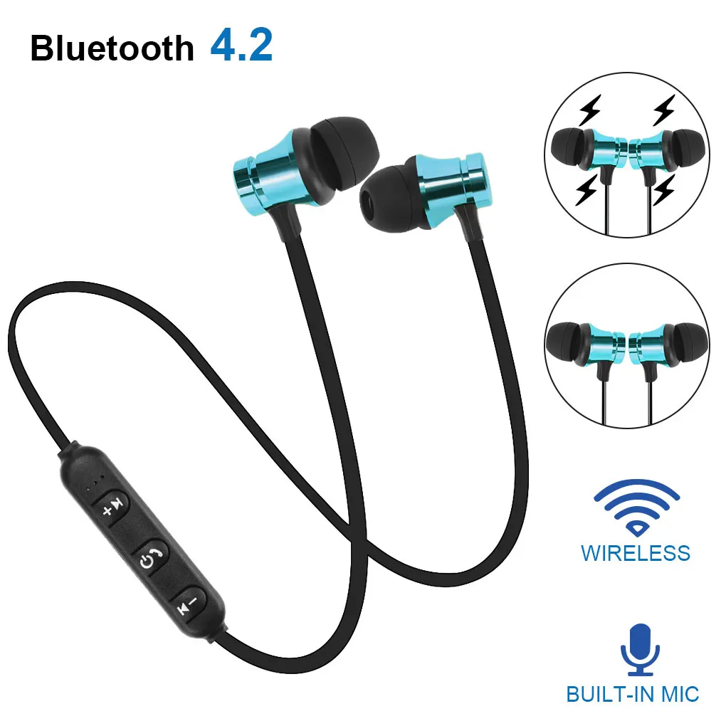 Магнитные Беспроводные Bluetooth 4 2 наушники стерео спортивные водонепроницаемые