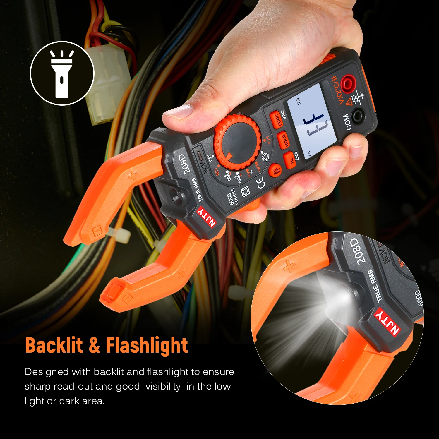 NEJE 600A AC/DC Digital Clamp Meter with Temperature Ranging Multimeter