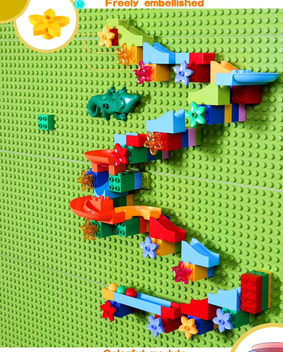 Bloco de Mable Placa de Base Placa de Base da Parede da Cidade Tamanho Grande Corrida Building Block Compatível Legoinglys Duploed Funil Slide da Parede Cidade 77 Pçs - Set 4 Brinquedos e hobbies