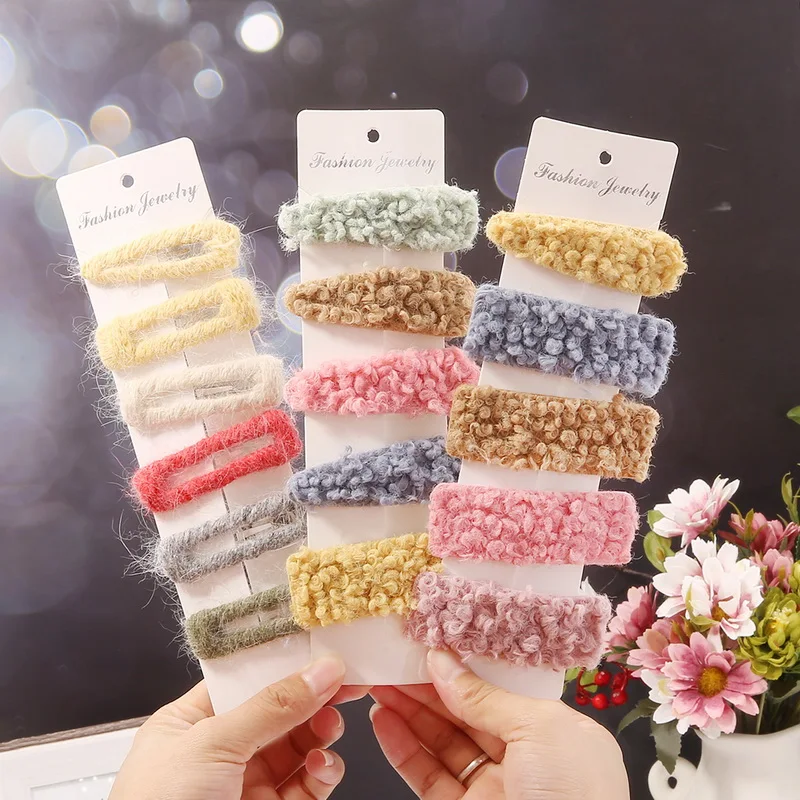 2 шт./компл. прошитой подошве Теплые зимние плюшевые тапочки с квадратным заколки