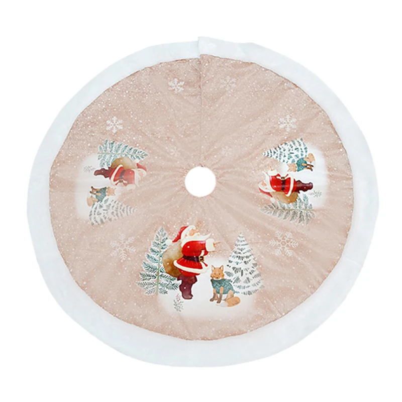 

1Pcs Reindeer Christmas Tree Skirts Fur Carpet Xmas Decoration New Year Home Decor Event Party Tree Skirts No.1