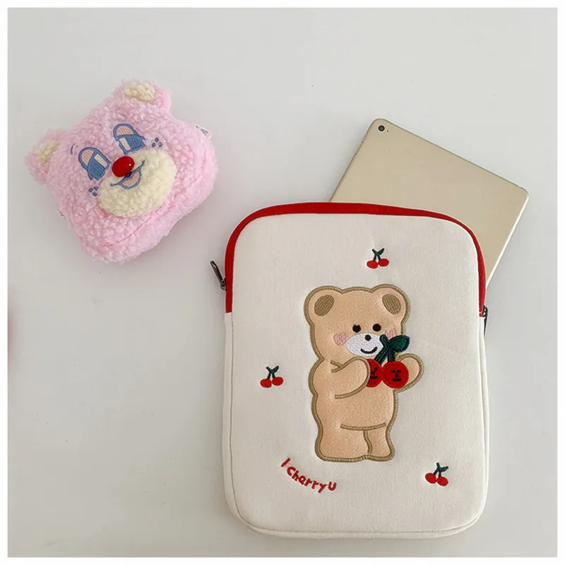 12 9 Inch Tablet Case Laptop Bag Cute Cartoon Cherry Bear Embroidery Laptop Bag For Ipad Pro 9 7 10 5 11 13 Inch Ipad Liner Bag Cosmetic Bags Cases Aliexpress