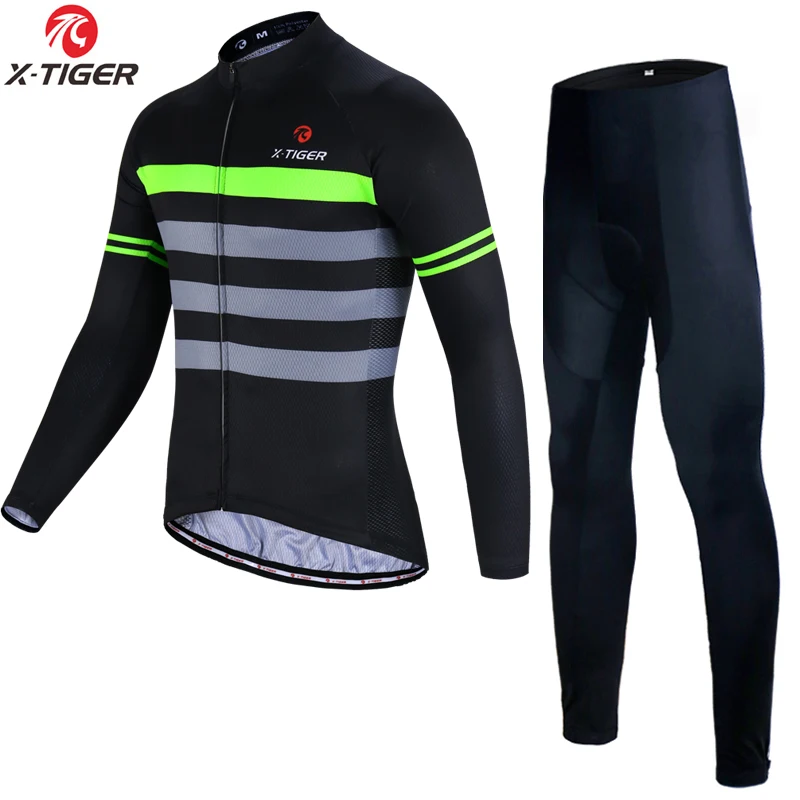 Cycling Set X-TIGER Мужская футболка с длинными рукавами для велоспорта, комплект одежды для горного велосипеда, одежда для горного велосипеда, дышащая одежда для велоспорта, комплект одежды для велоспорта Ropa Ciclismo - Цвет: Cycling Set