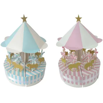 

1pcs Carousel Candy Boxes Romantic Stripe Gift Box For Valentine's Day Gift Wedding Birthday Party Decor Guest Gift Candy Box