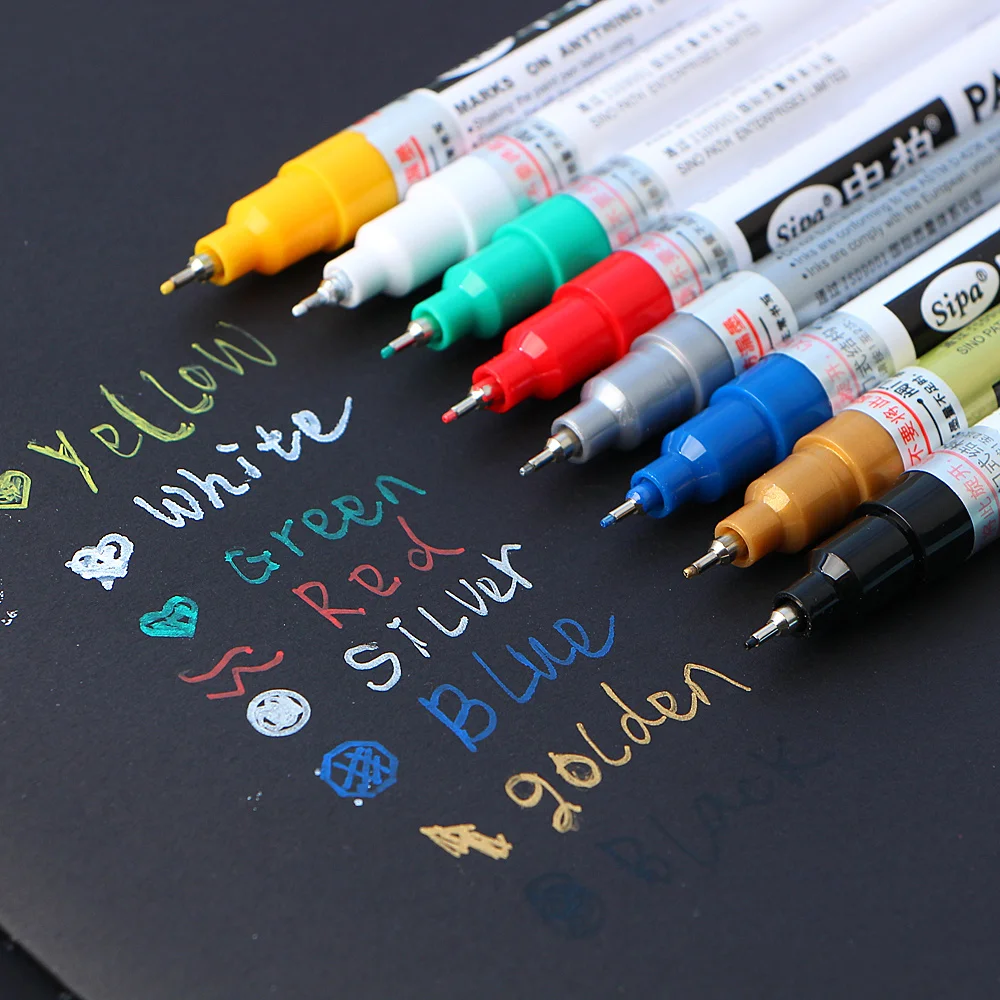 

1 Pcs Metallic Marker 8 Colors to Choose 0.7mm Extra Fine Point Paint Marker Non-toxic Permanent Marker Pen DIY Art Marker